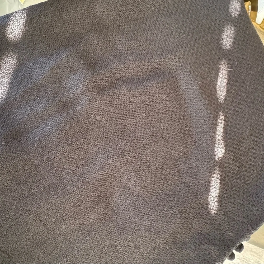 J. Crew Black Pom Pom Trim Scarf
